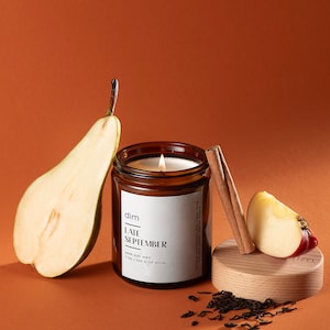 Fall Soy Candle with Notes of Earl Grey Tea, Cinnamon, Pear & Apple, Gift For Thanksgiving