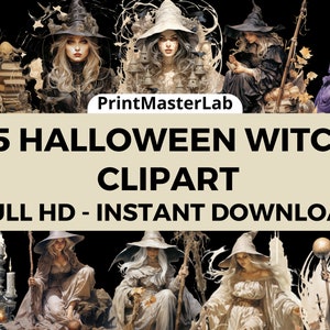 Halloween Witch Clipart , Pumpkin Magic Witch clipart PNG, Witches PNG, Scrapbook, Junk Journal, Paper Crafts Scrapbooking, No Background