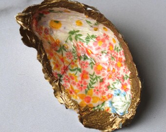 flower meadow oyster shell ring dish
