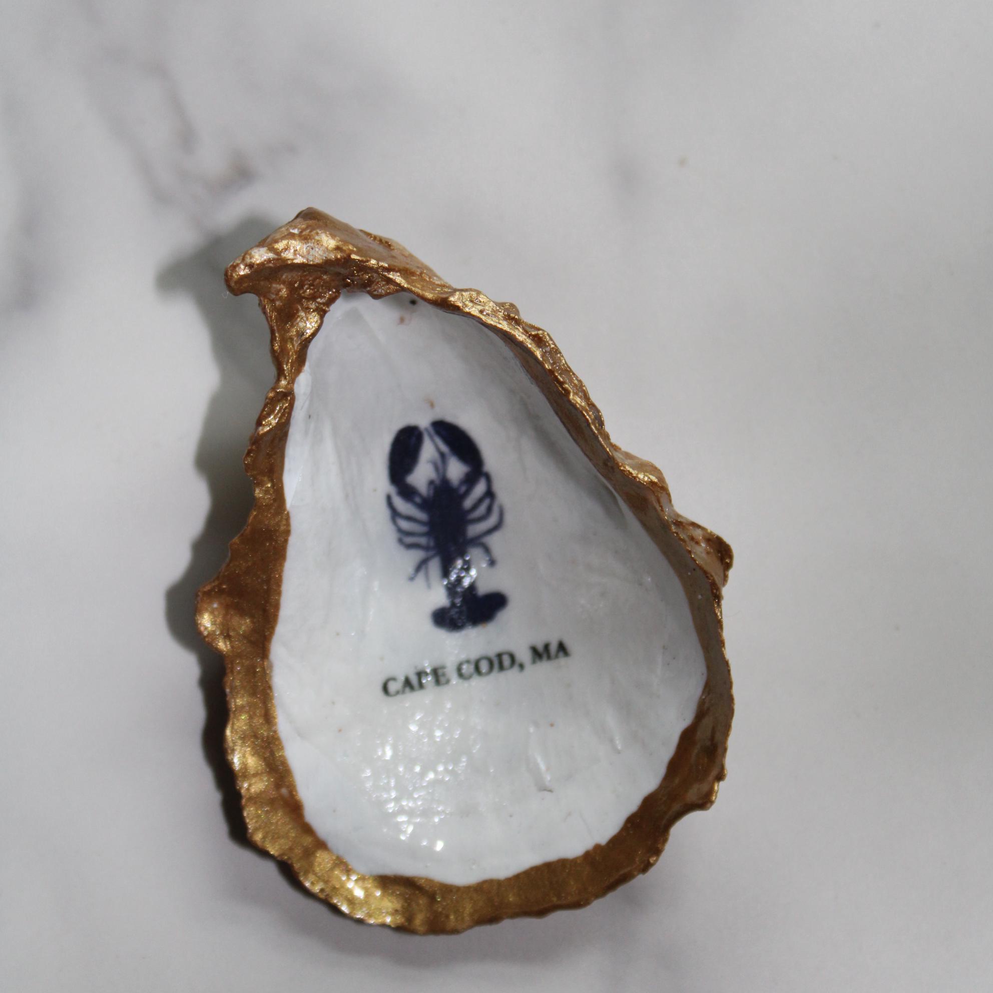 Lobster: Cape Cod oyster shell ring dish
