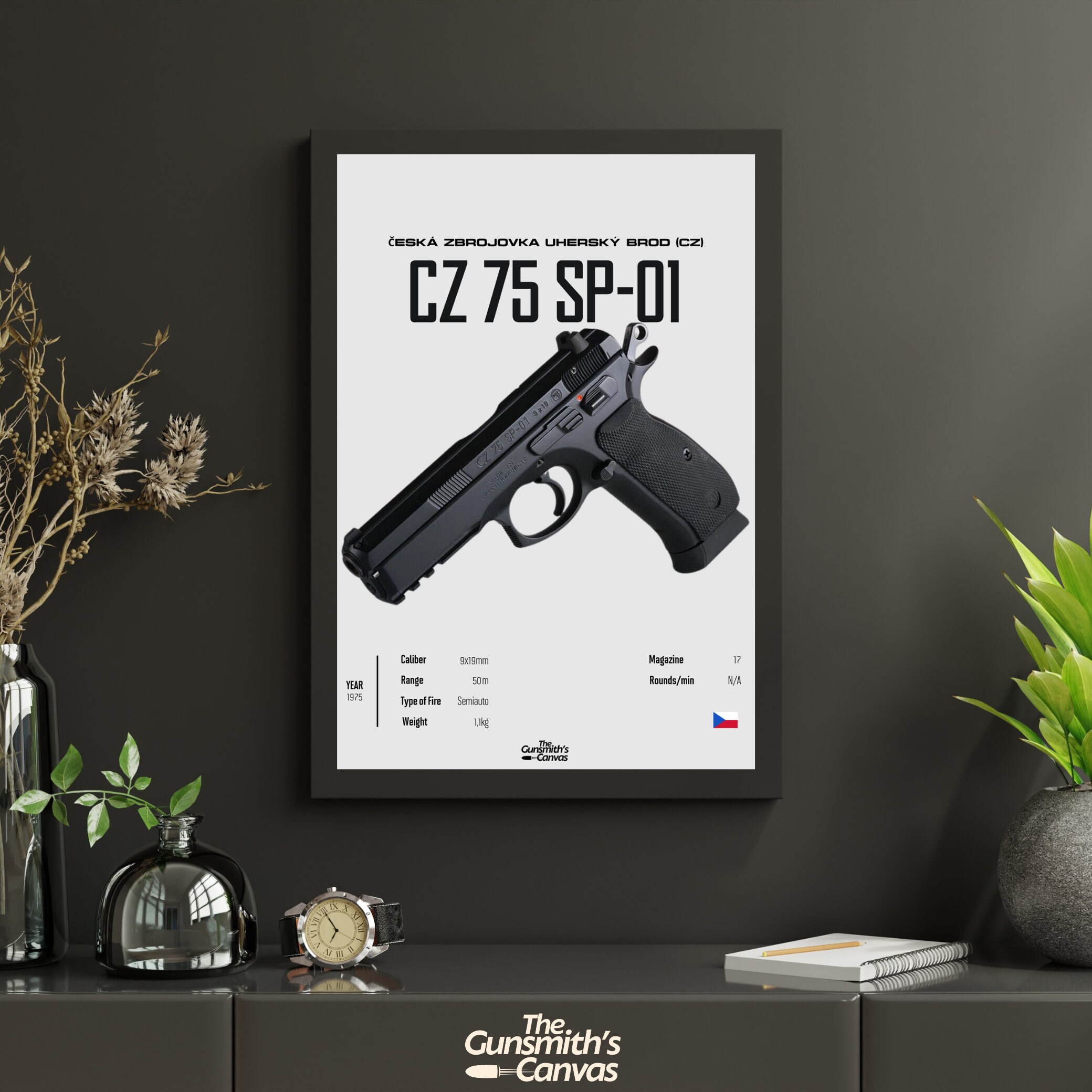 Tableau Sur Toile 50x70 Cm – Arme à Feu, Pistolet Et Revolver – Décoration Murale