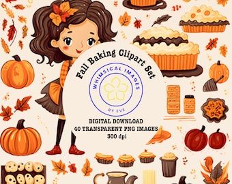 Fall Baking Graphics Retro Handdrawn Baking Clipart, Baking Supplies, Home Bakery Logo ...