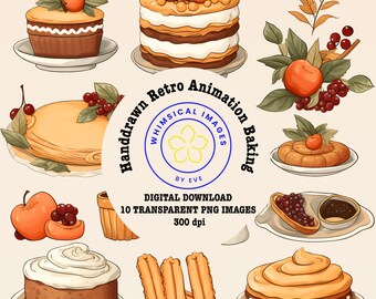 Vintage Cookbook Baking Clipart, Baking Supplies, Home Bakery Logo, Cooking Logo, Culinary Clipart, Kitchen Utensils, Bakery Clipart,