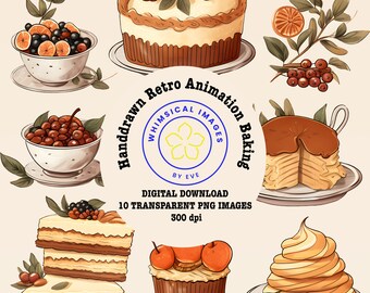 Vintage Cookbook Baking Clipart, Baking Supplies, Home Bakery Logo, Cooking Logo, Culinary Clipart, Kitchen Utensils, Bakery Clipart,