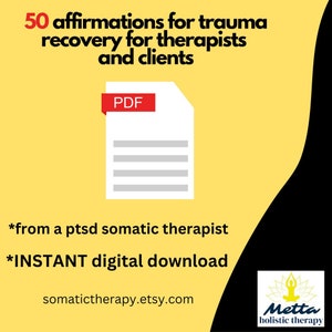 Trauma PTSD Therapy Positive Affirmations for Therapists, Clients & Counselors