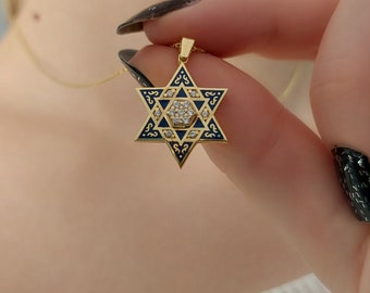 Star of David Necklace, 925 Silver Israel Support Necklace, 14K Real Gold Jewish Jewelry, David Star Necklace