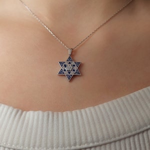 Star of David Necklace, 925 Silver Israel Support Necklace, 14K Real Gold Jewish Jewelry, David Star Necklace image 3