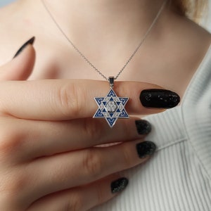 Star of David Necklace, 925 Silver Israel Support Necklace, 14K Real Gold Jewish Jewelry, David Star Necklace image 7