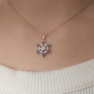Star of David Necklace, 925 Silver Israel Support Necklace, 14K Real Gold Jewish Jewelry, David Star Necklace image 4