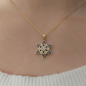 Star of David Necklace, 925 Silver Israel Support Necklace, 14K Real Gold Jewish Jewelry, David Star Necklace image 5