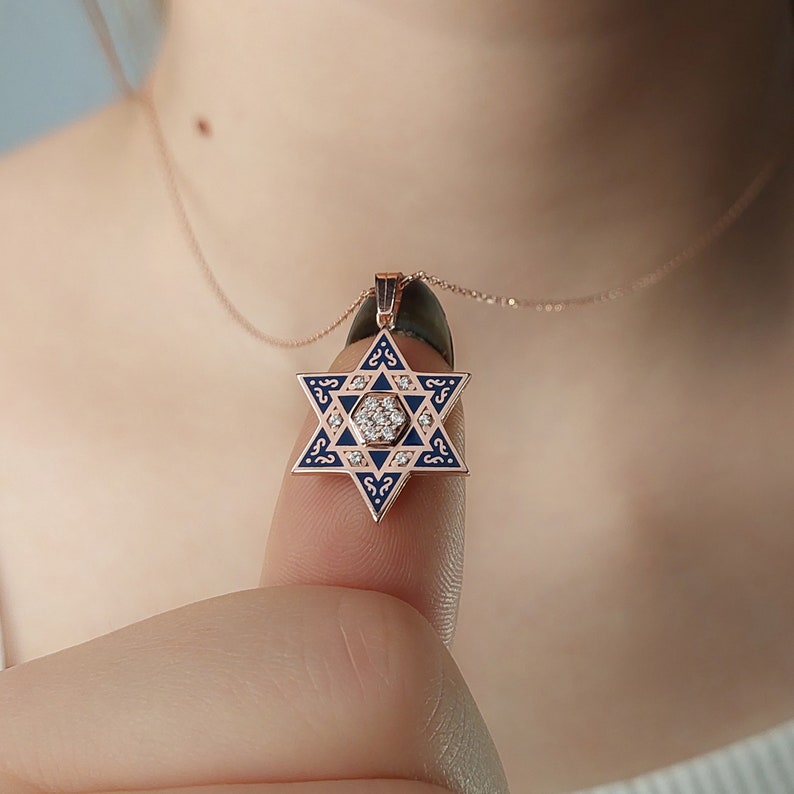 Star of David Necklace, 925 Silver Israel Support Necklace, 14K Real Gold Jewish Jewelry, David Star Necklace image 6