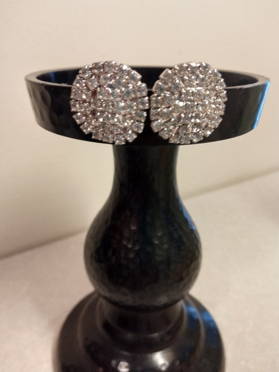 Vintage cluster faux diamond earrings silver post