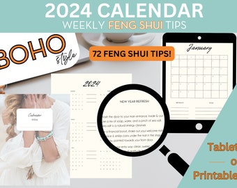 BOHO 2024 Calendar with Weekly Feng Shui Tips!