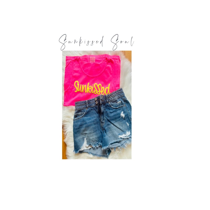 Women's Summer T-Shirt and Tanks- SUNKISSED t-shirts and tanks - summer shirts, beach t-shirts, vacation tees. Comfort Color Neon T-shirts image 6