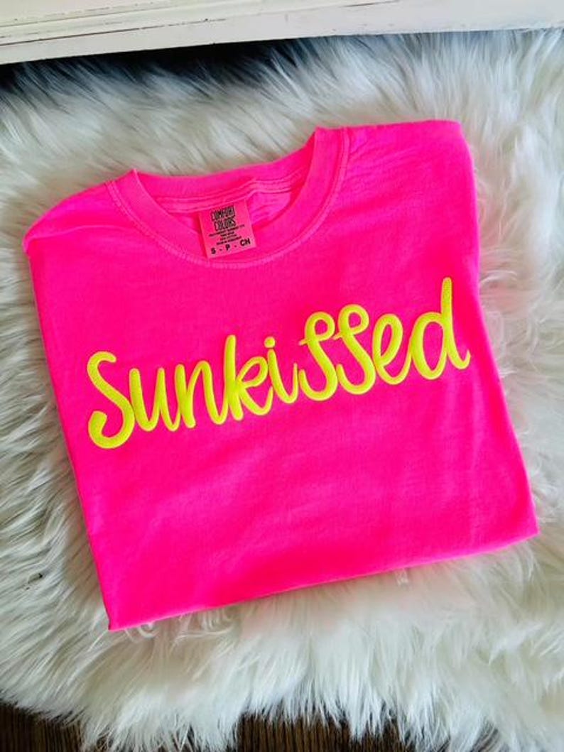 Women's Summer T-Shirt and Tanks- SUNKISSED t-shirts and tanks - summer shirts, beach t-shirts, vacation tees. Comfort Color Neon T-shirts image 5