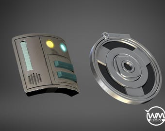 Insignia de chaqueta Kay Vess y enlace de muñeca -Modelo 3D digital para impresión 3D (Descarga STL) Cosplay, Traje, Forajidos, Greeblies, Accesorios