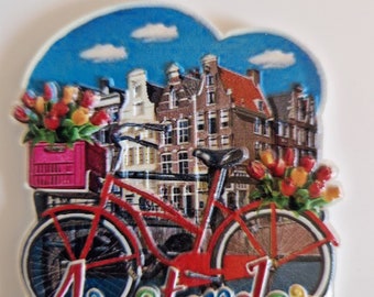 Aimant de réfrigérateur 3D Souvenir Amsterdam Aimant de réfrigérateur 3D Décoration Voyage Pays-Bas Hollande