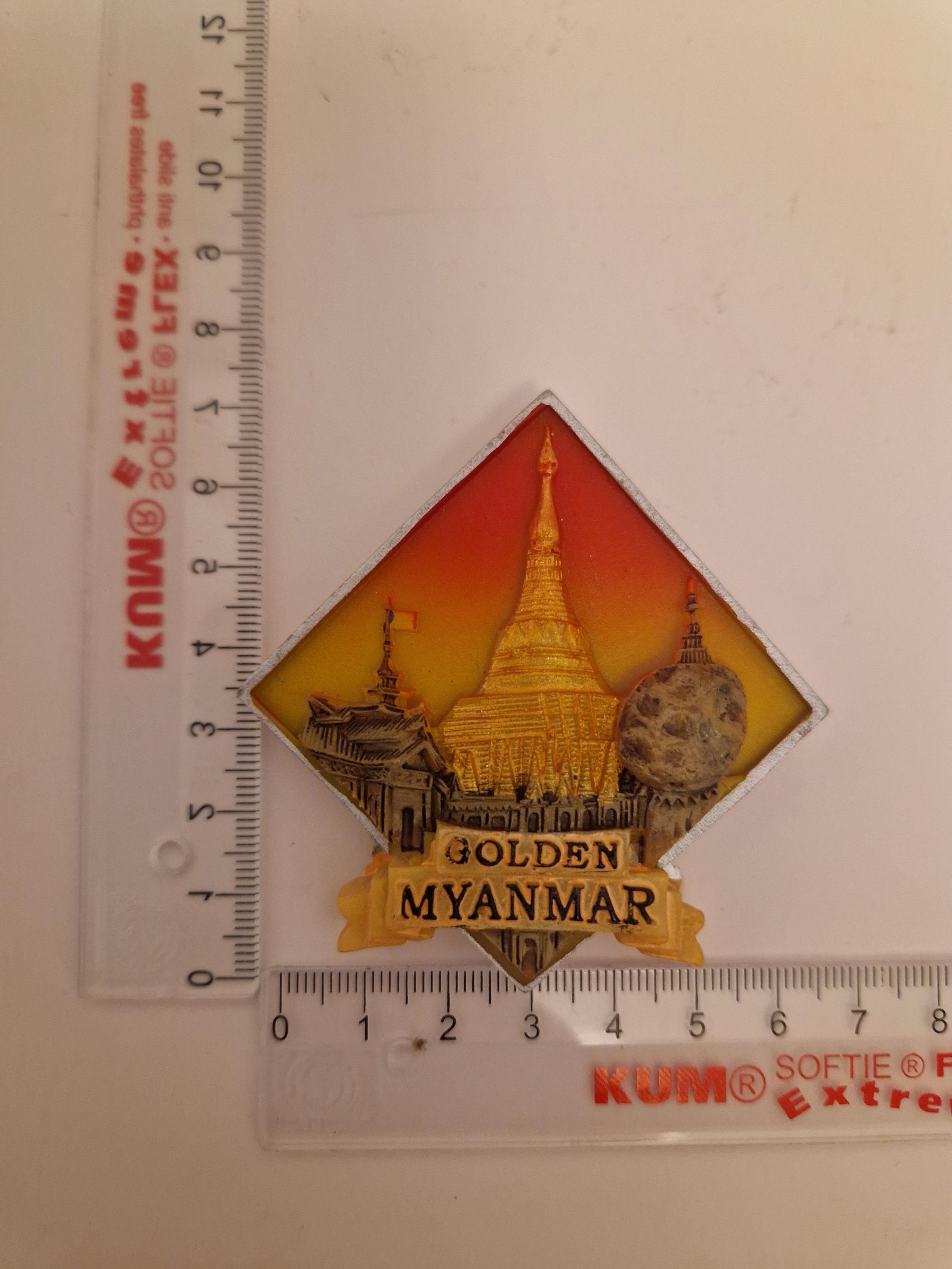Golden Myanmar 3D Fridge Magnet sticker Travel souvenir
