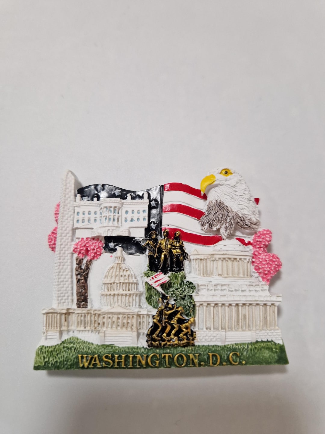 Magnete Frigorifero 3D Washington DC – Souvenir In Resina Fatto A Mano, Rotondo 8cm - 2