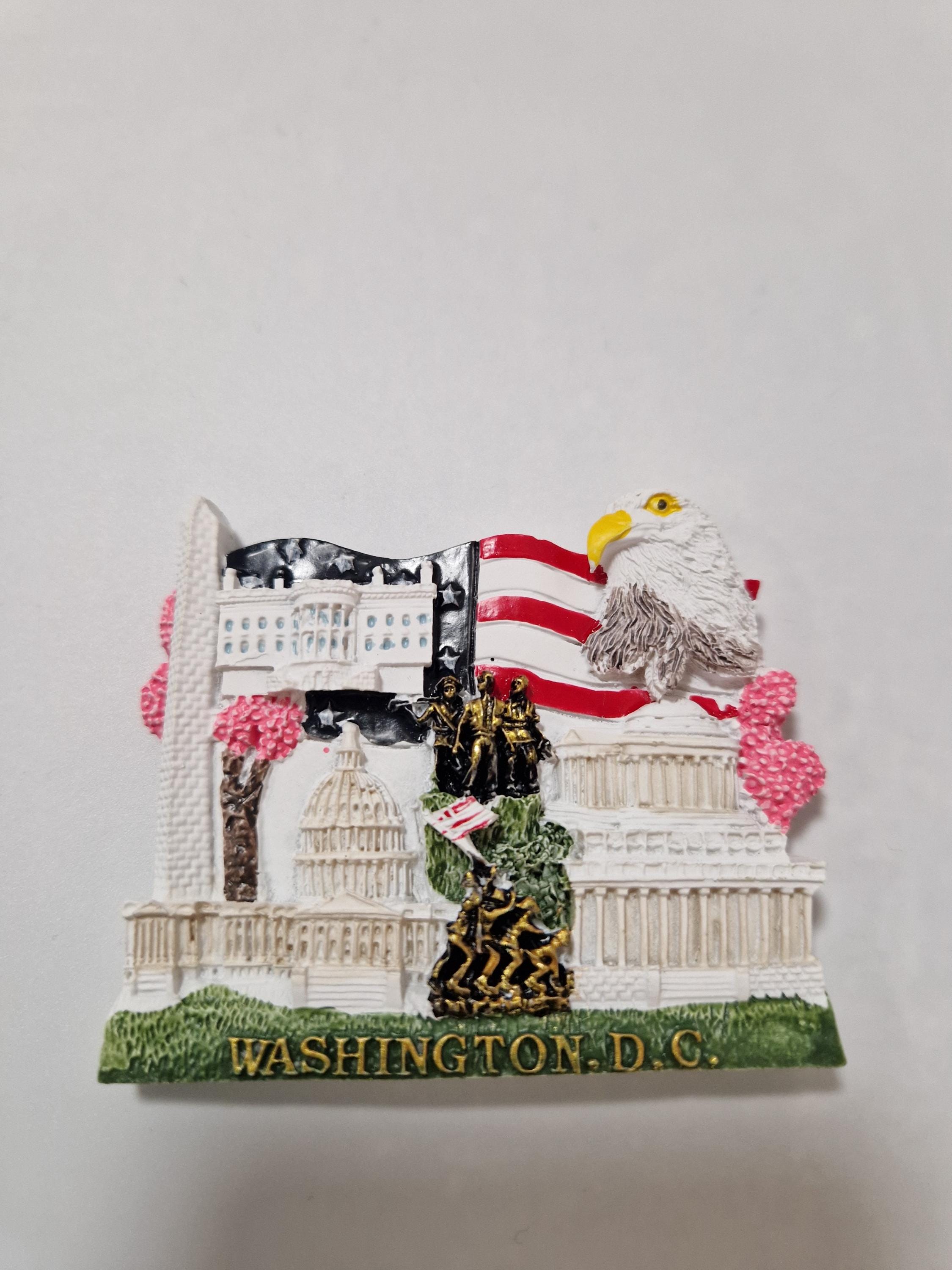 Calamita 3D Washington DC In Legno, Souvenir USA, 8x7,6 Cm, Per Frigorifero E Decorazione
