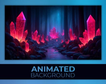 Animated Background, Crystal Cave, Magical Forest, Mystical Light, Forest of Crystals, Magical Energy, Twitch Stream Zoom Vtuber Background