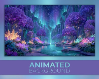 Animated Background, Crystal Canyon, Starlit Grove, Aurora Forest, Mystic Waters, Luminous Hollow, Twitch Stream Zoom Vtuber Background