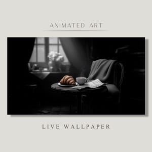 Animated Background, Noir Coffee, Dark Coffee, Morning Mystery, Vintage Café, Dark Coffee Ambience, Twitch Stream Zoom Vtuber Background