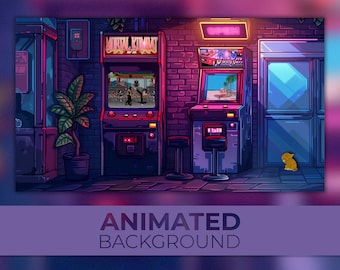 Animated Background, 90s Arcade Game Machine, Retro Games, Neon Play Zone, Dream Arcade, Twitch Stream Zoom Vtuber Background