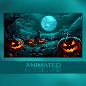Animated Background, Halloween Night, Spooky Pumpkin, Night Alive, Pumpkin Season, Creepy Forest, Twitch Stream Zoom Vtuber Background