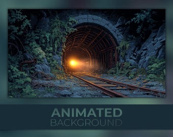 Animated Background, Haunted Tunnel, Ghost Train, Dark Forest Railway, Eerie Railroad, Twitch Stream Zoom Vtuber Background