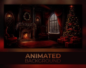 Fundo animado, Sala gótica de Natal, Atmosfera de festas com vampiros, Clássicos de Ano Novo, Fundo para transmissão ao vivo na Twitch com zoom para VTubers