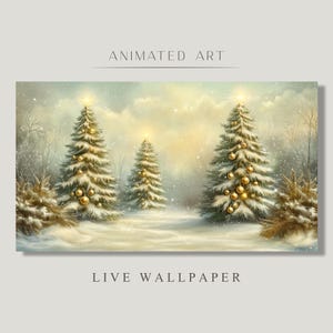 Animated Background, Soft Winter, Golden Forest, Enchanting Atmosphere, Dreamy ambiance, Snow Magic, Twitch Stream Zoom Vtuber Background