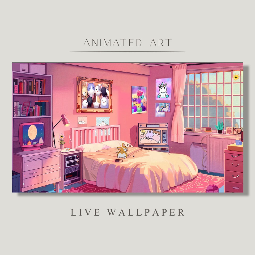 Animated Background, Cute Pink Room, Girl Room, Kawaii Room Vibes, Cozy ...