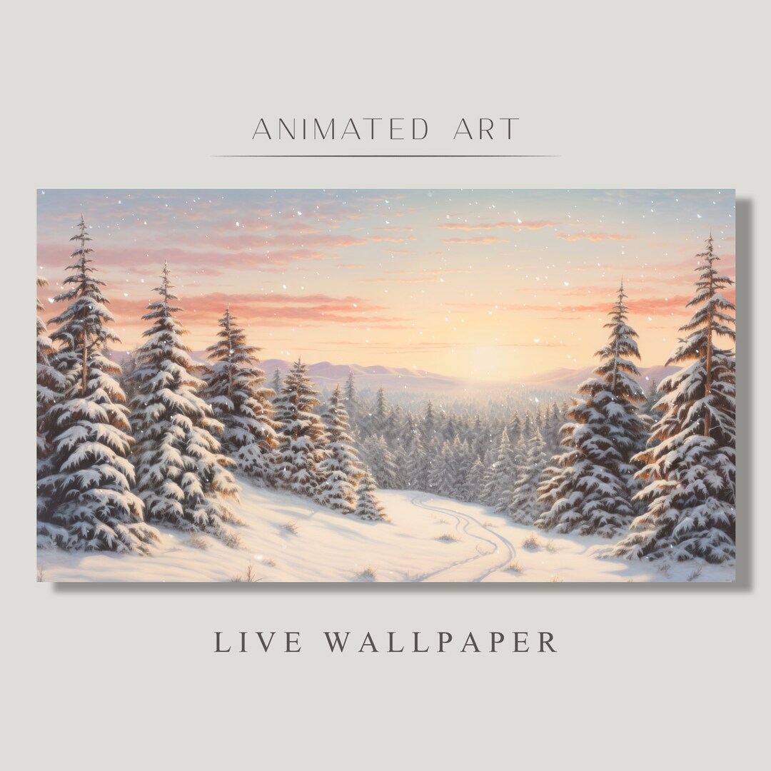 Winter Forest Art Live Wallpaper, Christmas Decor, Winter Wall Art