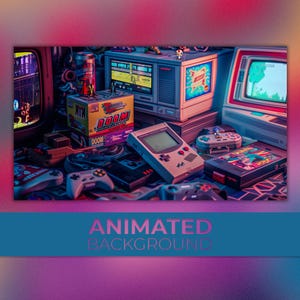 Animated Background, 1990s Japanese Video Game Backdrop, Old School Arcade Style, Retro Video Games, Twitch Stream Zoom Vtuber Background