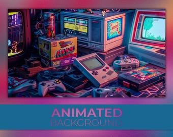 Animated Background, 1990s Japanese Video Game Backdrop, Old School Arcade Style, Retro Video Games, Twitch Stream Zoom Vtuber Background