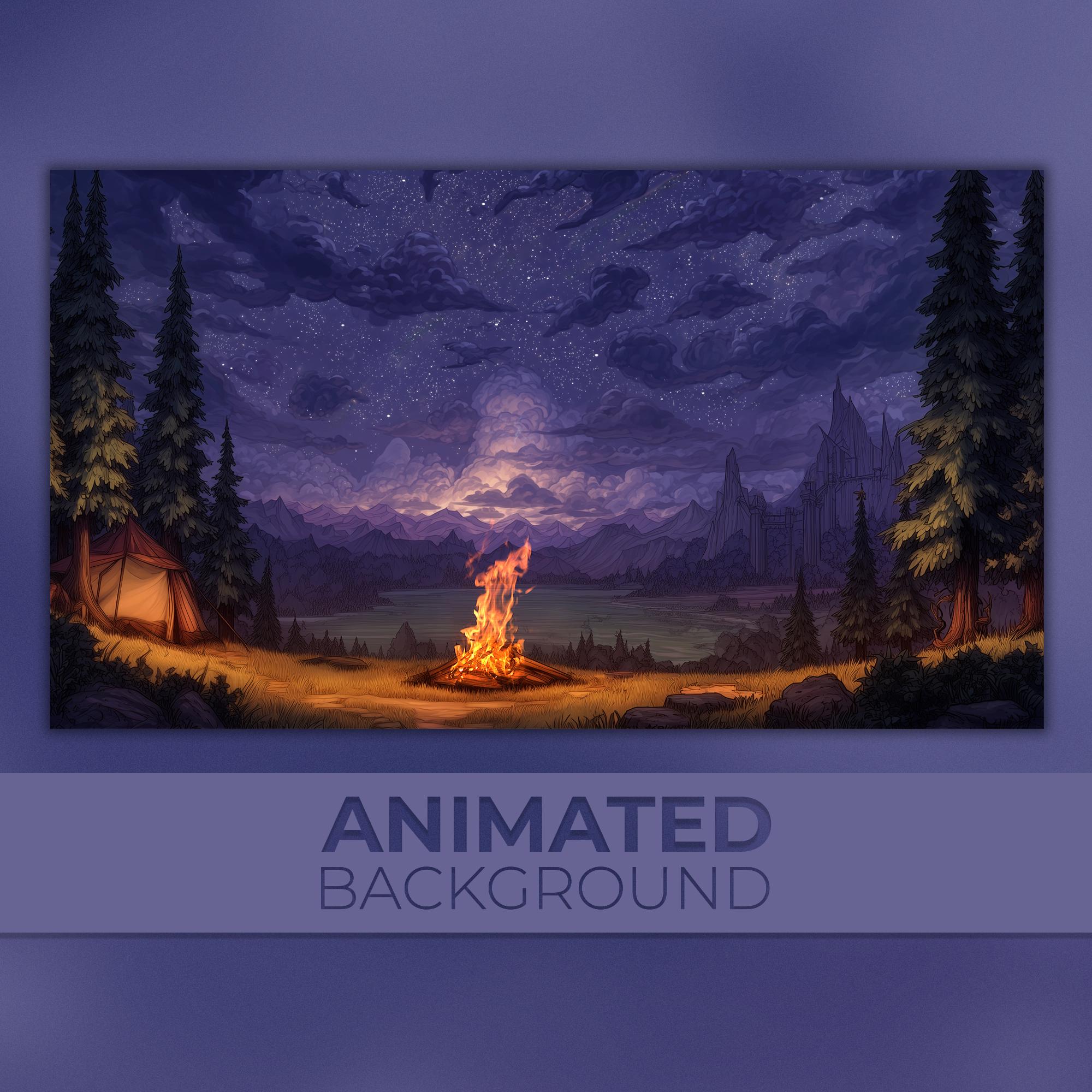 Animated Background, Twilight Kingdom, Starfall Camp, Midnight Fire ...