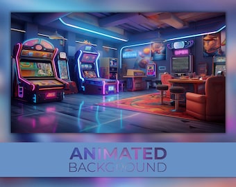 Animated Background, Retro Arcade Room, Game Arcade Hall, 90s Game Room, 8bit Arcade Machine, Game Pixel Art Animation, Retro Computer