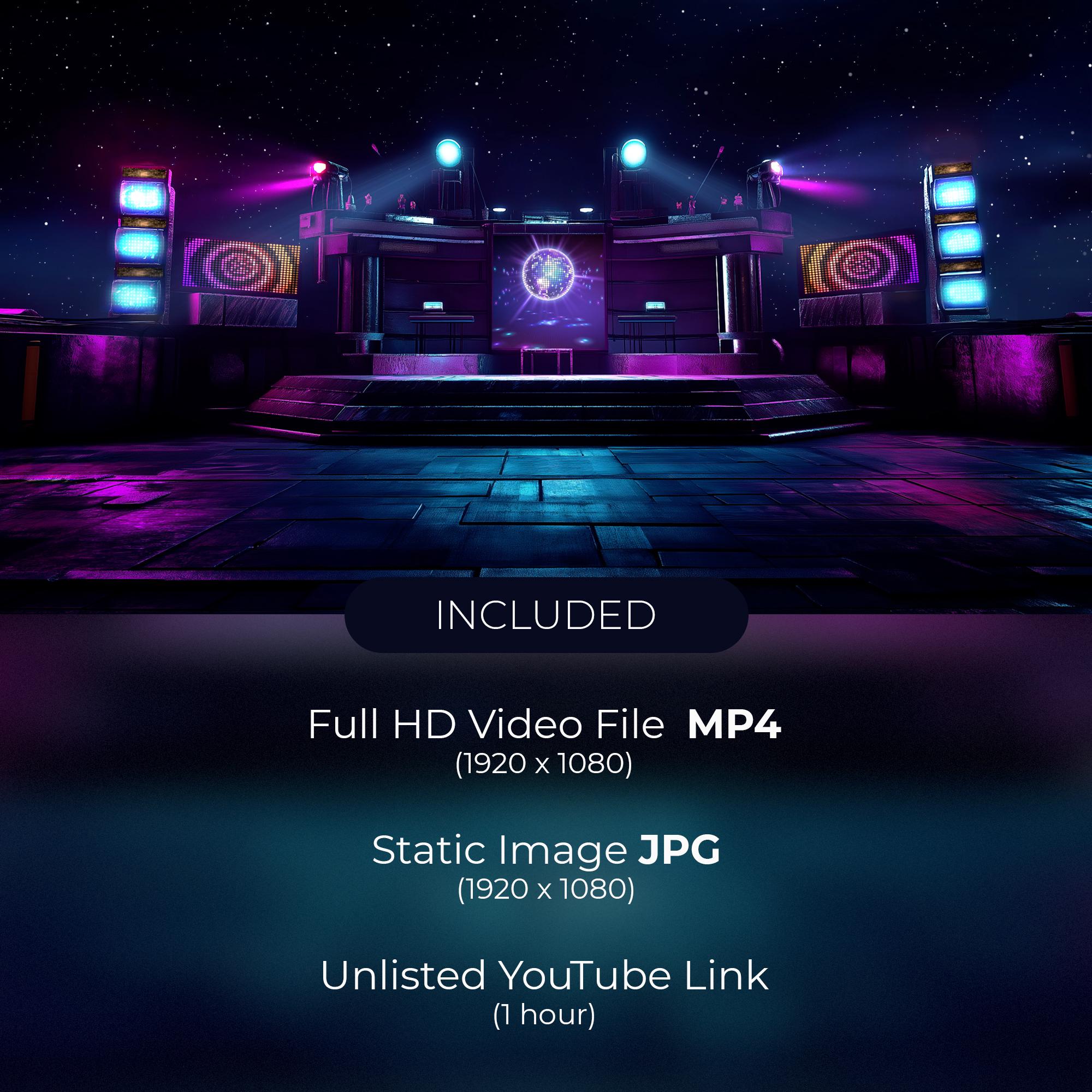 Animated Background, Cyber Rave Night, Synthwave Party, Disco Stage ...
