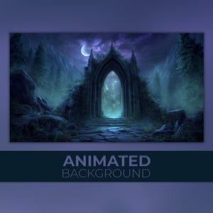 Animated Background, Mystic Portal, Moonlit Fantasy Gate, Enchanted Ruins, Magic Gateway, Dark Fantasy, Twitch Stream Vtuber Background