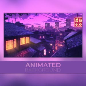 Animated Background, Tokyo Rain, Cyberpunk Evening, Old Town, Neon Rainy City, Cozy Night Alley, Twitch Stream Zoom Vtuber Background