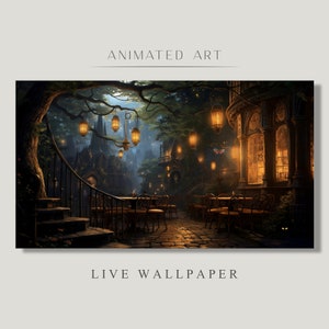 Geanimeerde achtergrond, Cosy Cafe, Mystic Cafe, Vtuber-model, Fantasy Tavern, Twitch-achtergrond, Lofi Cosy, Live Wallpaper, Wizard Cafe, Enigma