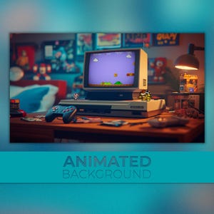 Animated Background, Retro Gaming Room, Pixel Time, Nostalgic 90’s Bedroom, Classic Games, Retro Age, Twitch Stream Zoom Vtuber Background