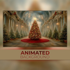 Animated Background, Grand Christmas, Festive Cathedral, Holiday Chamber, Twitch Stream Zoom Vtuber Background