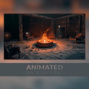 Animerad bakgrund, bunkereldstad, atomkärnflamma, retrovibbar, lägereld i ödemark, atomkärnvinter, Twitch Stream Zoom Vtuber-bakgrund