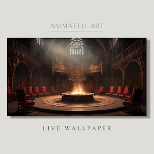 Medieval Room Animated background, Hall Of Knights, Medieval Castle Room, Hall of Warriors Background,  Palace of Knights, Animated Backdrop