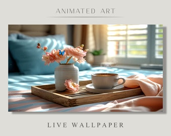 Animated Background, Morning Coffee, Wonderful Morning, Beautiful Day, Breakfast In Bed, Coffee On Bed, Twitch Stream Zoom Vtuber Background