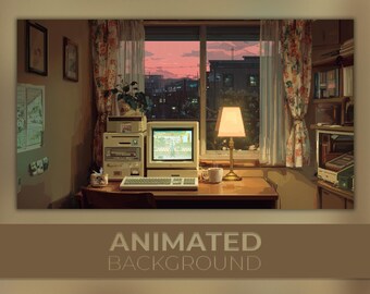 Animated Background, Gaming Nostalgia, Arcade Vibes, Vintage Gamer, Retro Room, Old Tech, Arcade Desk, Twitch Stream Zoom Vtuber Background