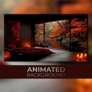 Fondo animado, Japón encantado, Noches místicas de Kioto, Sombras de Sakura, Crepúsculo zen, Fondo de Twitch Stream Zoom Vtuber