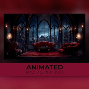 Animated Background, Blood and Velvet, Midnight Lounge, Twilight Sanctum, Crimson Manor, Twitch Stream Zoom Vtuber Background